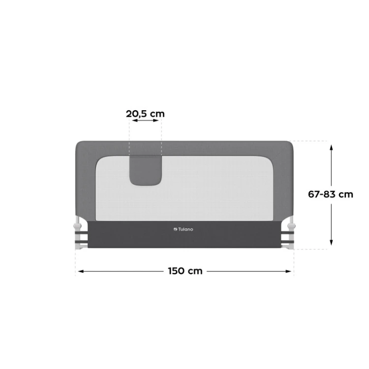 Barierka ochronna na łóżko Cover 25 Grey 150 cm