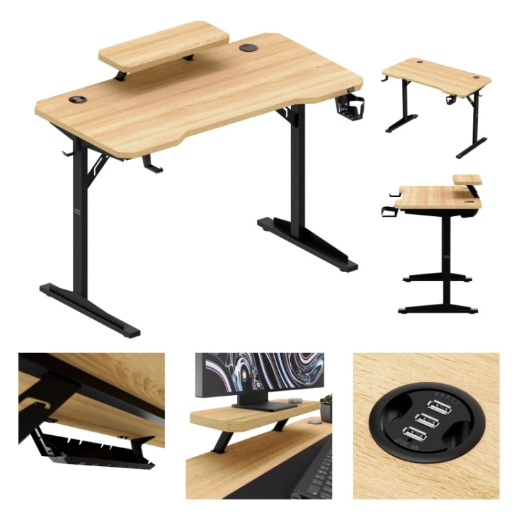 Biurko komputerowe z półką Leader 5.1 Oak 115 cm