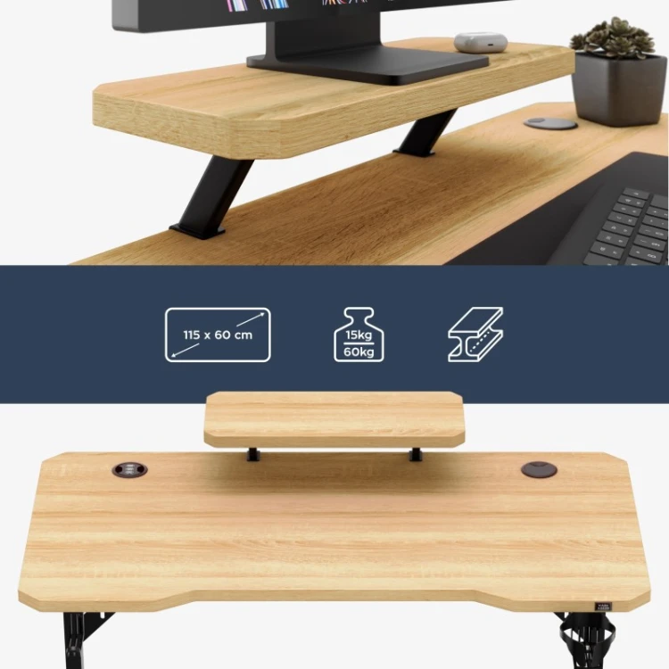 Biurko komputerowe z półką Leader 5.1 Oak 115 cm