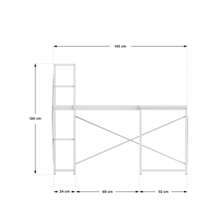 Biurko narożne z półkami Leader 5.9 White 145 cm