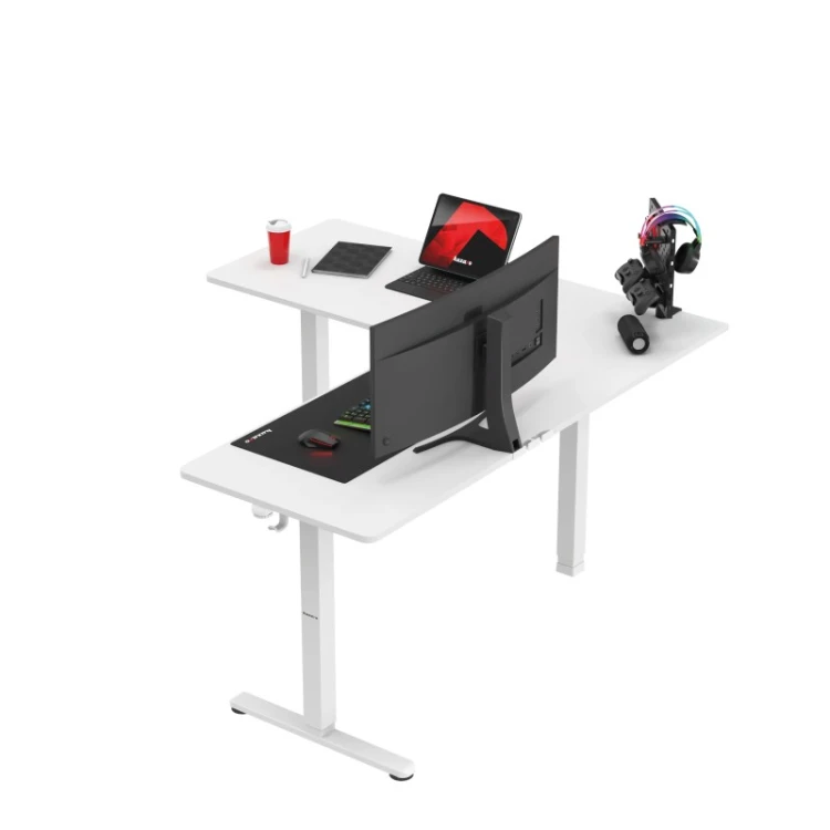 Biurko gamingowe narożne elektryczne Hero 9.5 White 160 cm