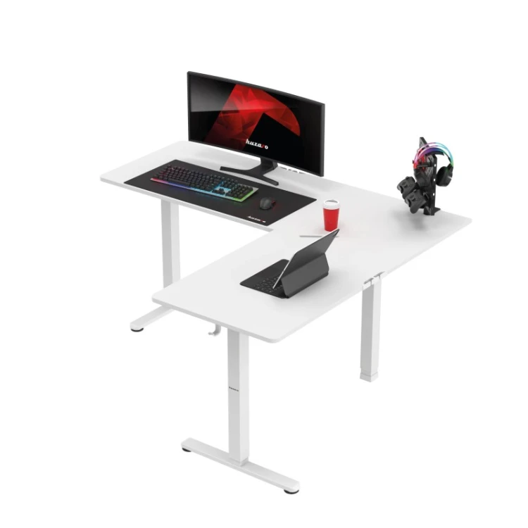 Biurko gamingowe narożne elektryczne Hero 9.5 White 160 cm