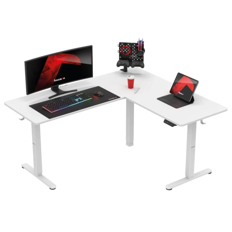Biurko gamingowe narożne elektryczne Hero 9.5 White 160 cm