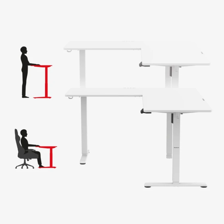 Biurko gamingowe narożne elektryczne Hero 9.5 White 160 cm