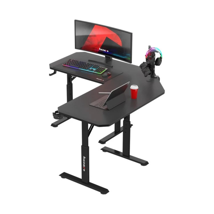 Biurko gamingowe narożne z regulacją Hero 7.3 Black 140 cm