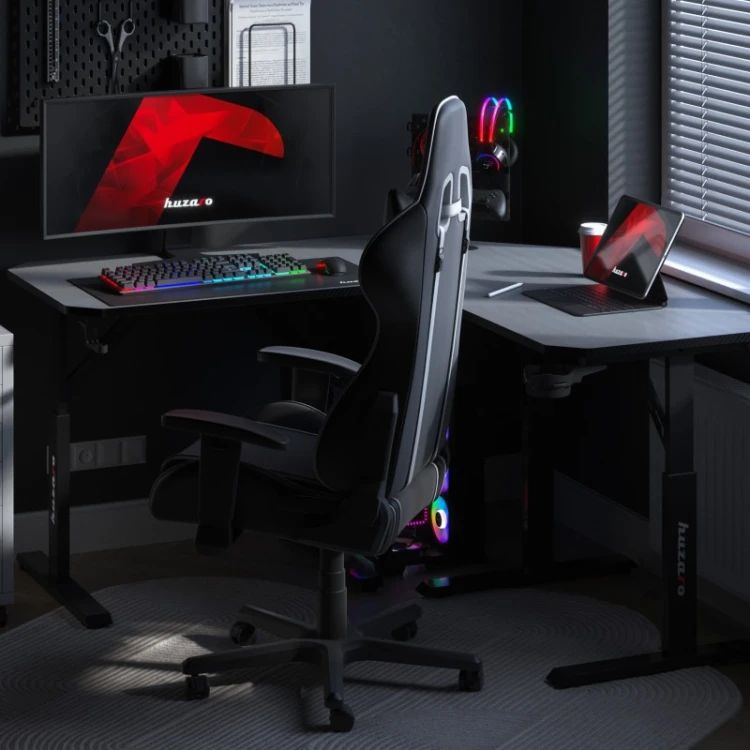 Biurko gamingowe narożne z regulacją Hero 7.3 Black 140 cm