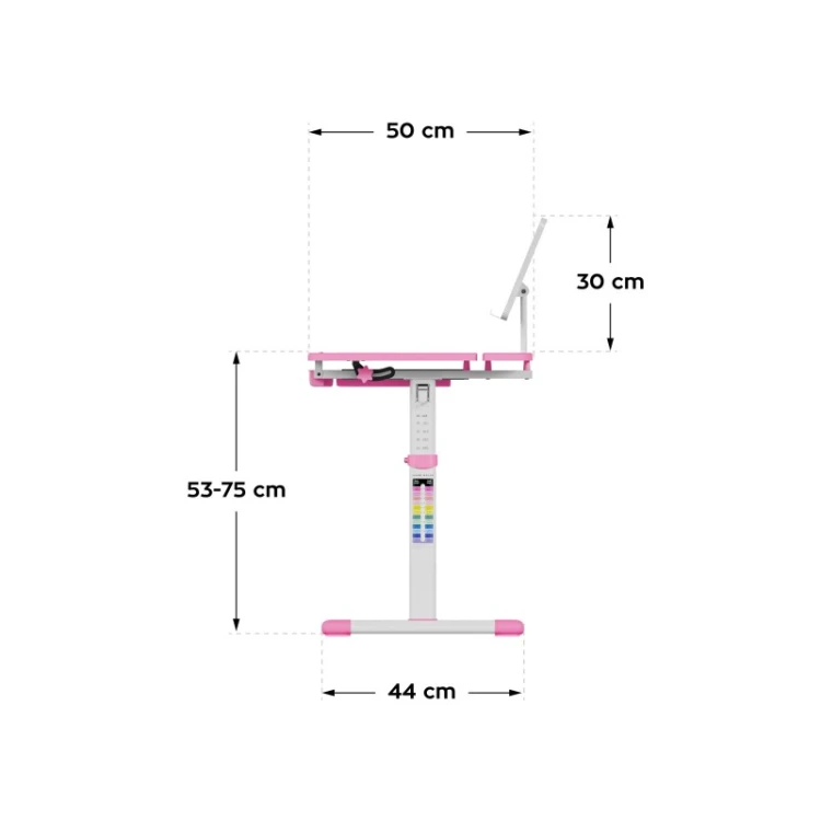 Biurko dziecięce regulowane Study 3.0 Pink 66 cm
