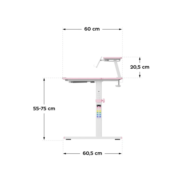 Biurko dziecięce regulowane Study 3.7 Pink 90 cm