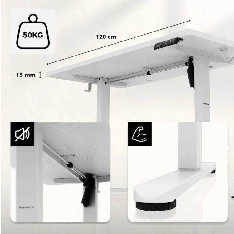 Biurko gamingowe elektryczne Hero 8.1 White