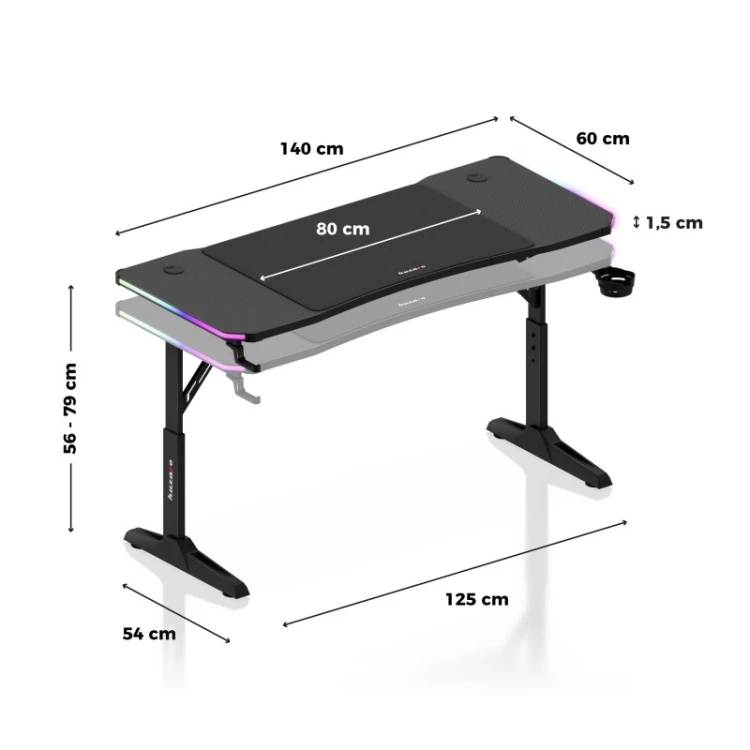 Biurko gamingowe Hero 3.6 RGB Black