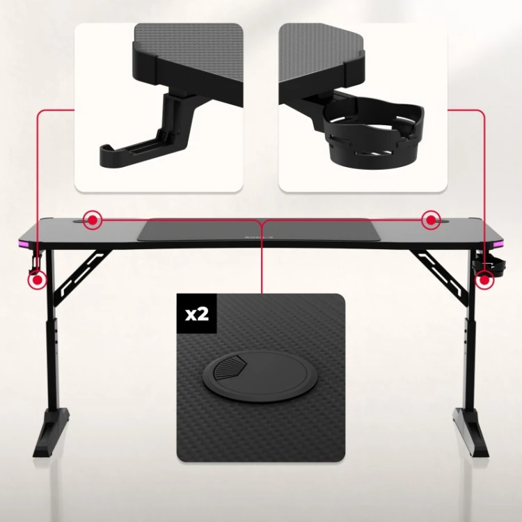 Biurko gamingowe Hero 4.6 RGB Black 160 cm