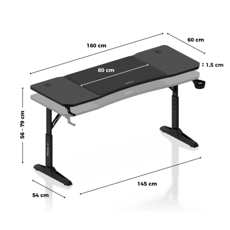 Biurko gamingowe Hero 4.6 Black 160 cm