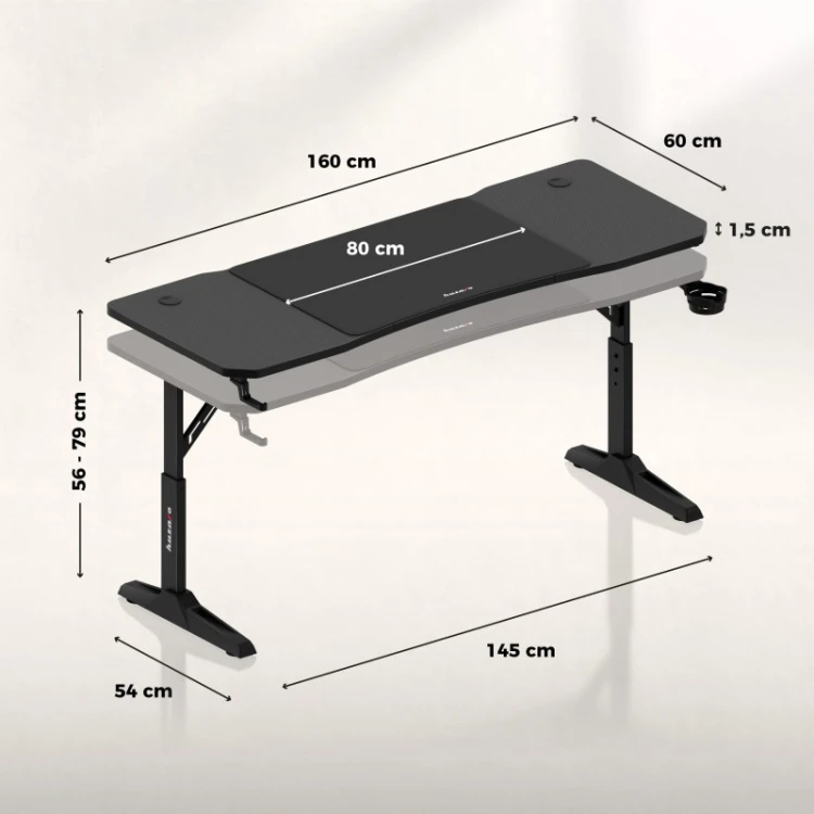 Biurko gamingowe Hero 4.6 Black 160 cm