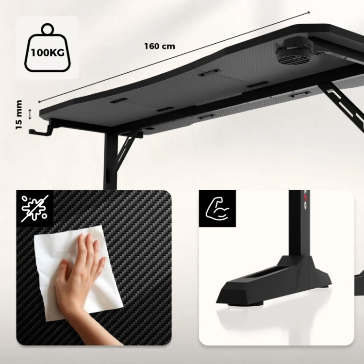 Biurko gamingowe Hero 4.6 Black 160 cm