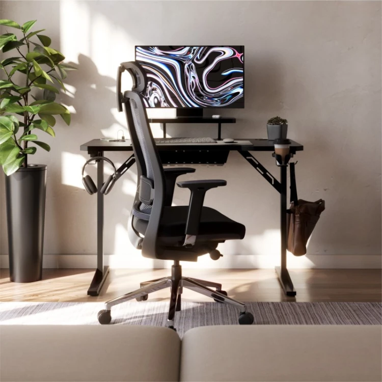 Biurko komputerowe z półką Leader 5.1 Black 115 cm