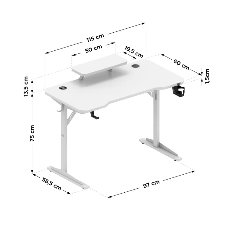 Biurko komputerowe z półką Leader 5.1 White 115 cm