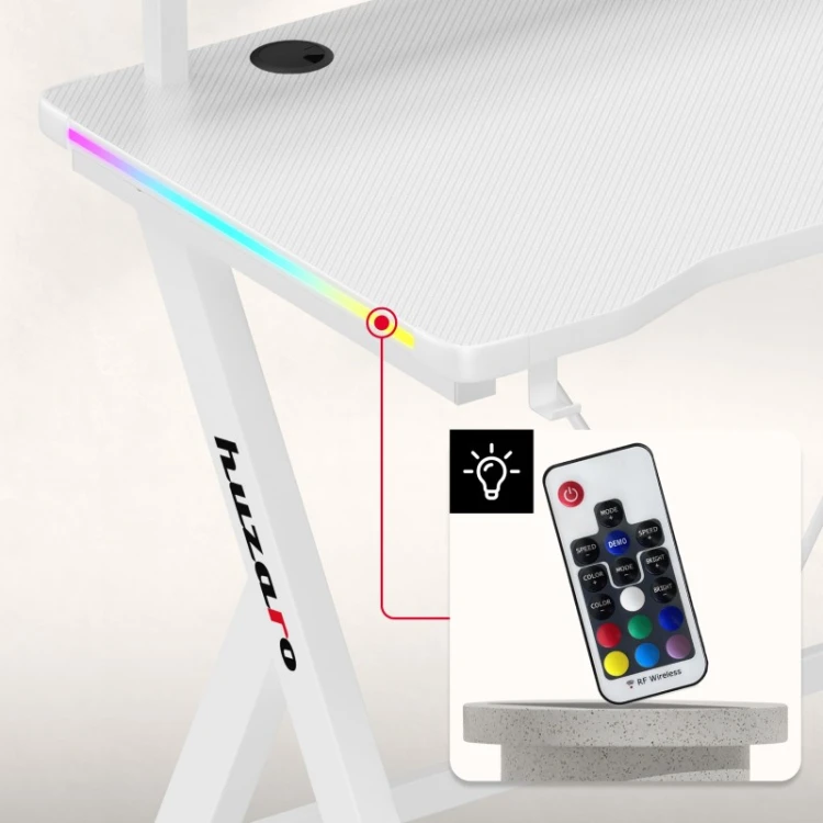 Biurko gamingowe Hero 1.9 RGB White 120 cm