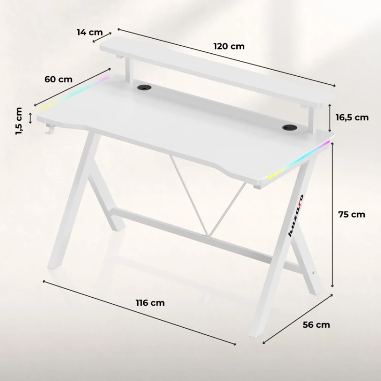 Biurko gamingowe Hero 1.9 RGB White 120 cm