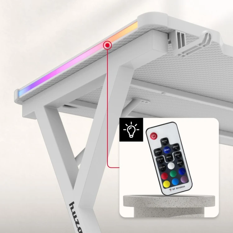 Biurko gamingowe Hero 2.3 RGB White 120 cm