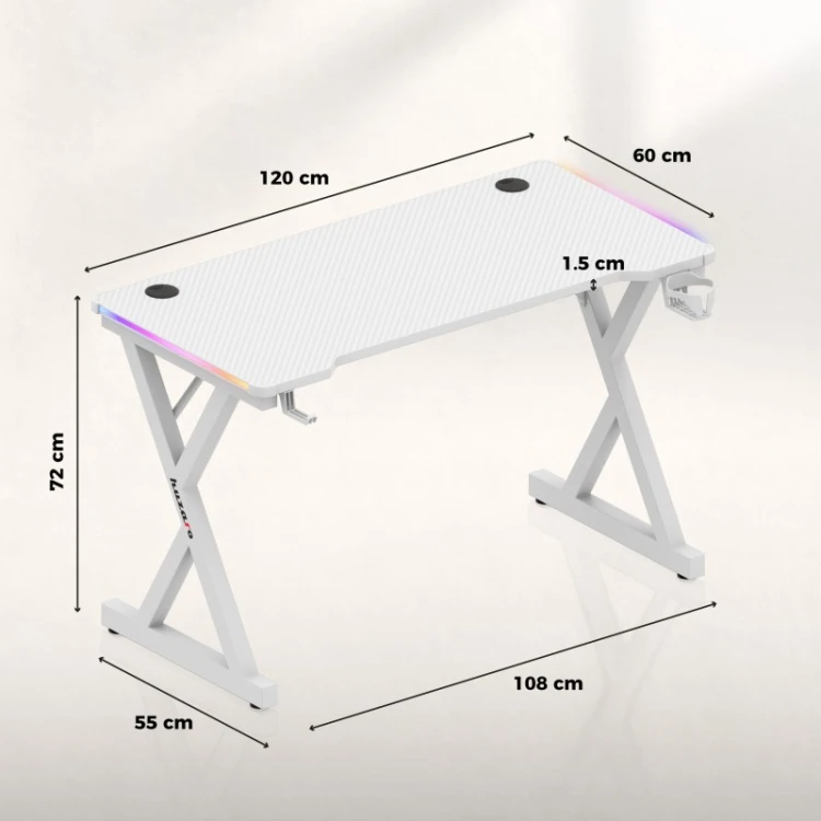 Biurko gamingowe Hero 2.3 RGB White 120 cm