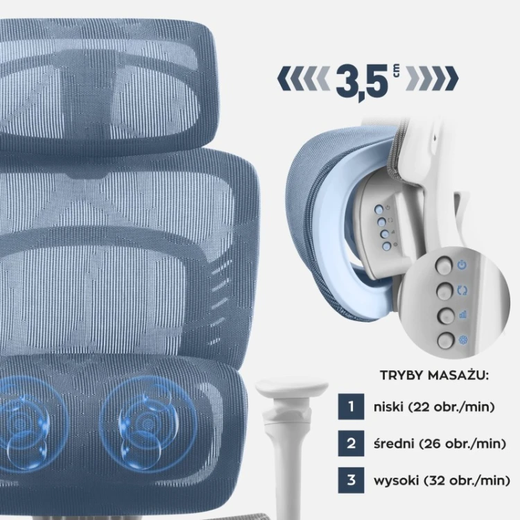 Fotel biurowy z masażem Visioner 8.3 Grey
