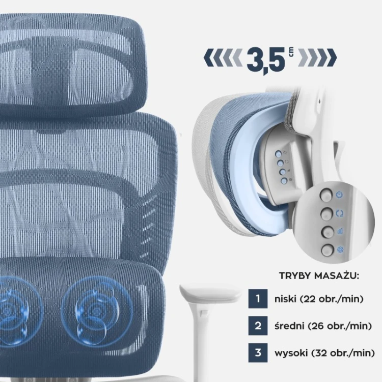 Fotel biurowy z masażem Visioner 6.1 Grey