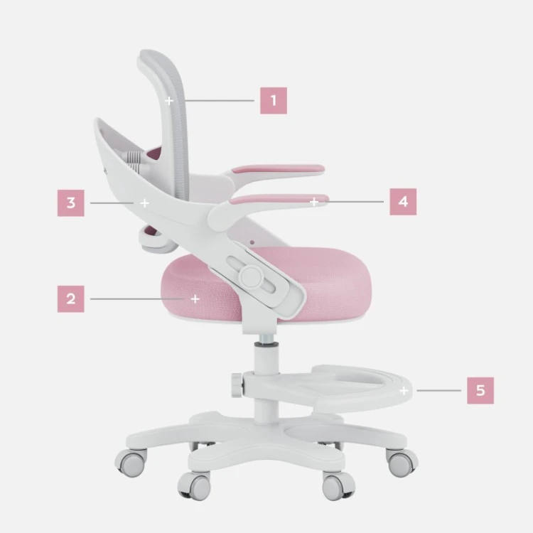 Fotel do biurka dla dziecka Junior 4.3 Pink-grey