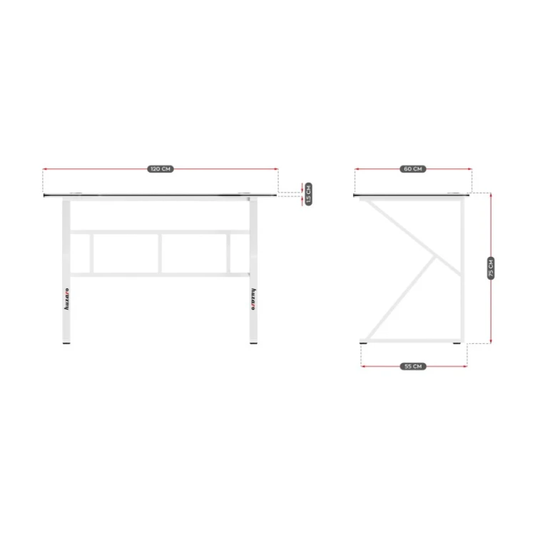 Biurko gamingowe Hero 1.6 White 120 cm