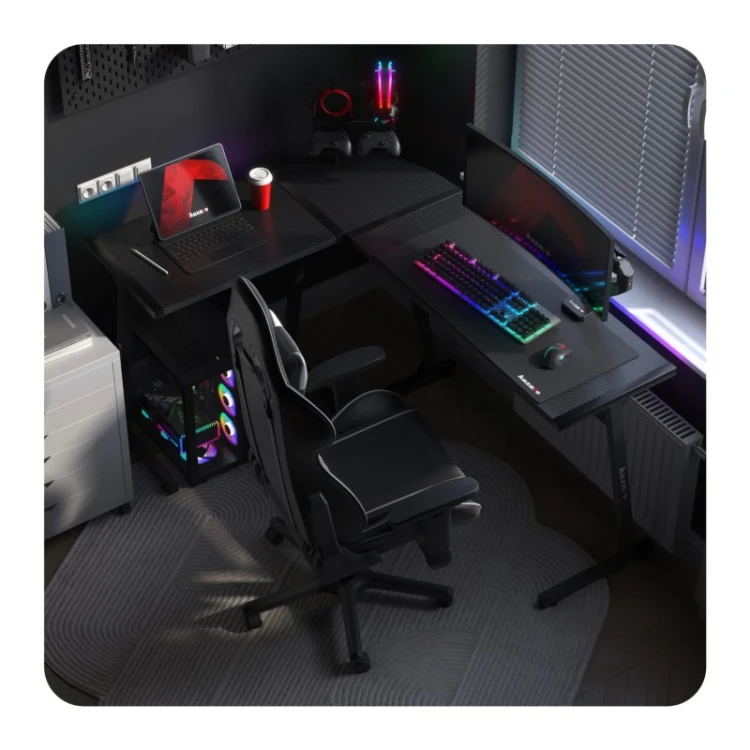 Biurko gamingowe narożne Hero 6.0 RGB Black 147 cm