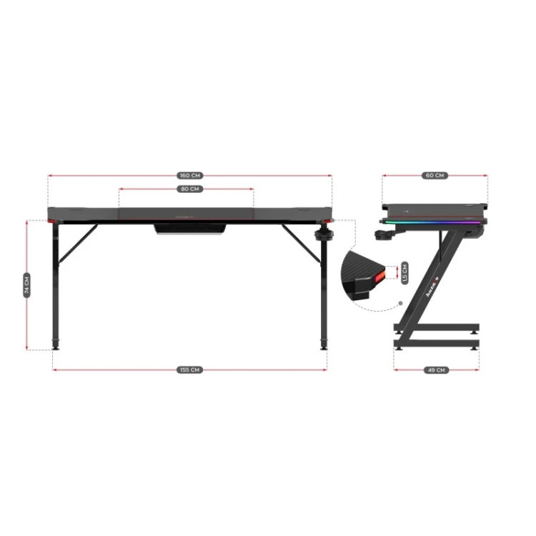 Biurko gamingowe Hero 4.8 RGB 160 cm