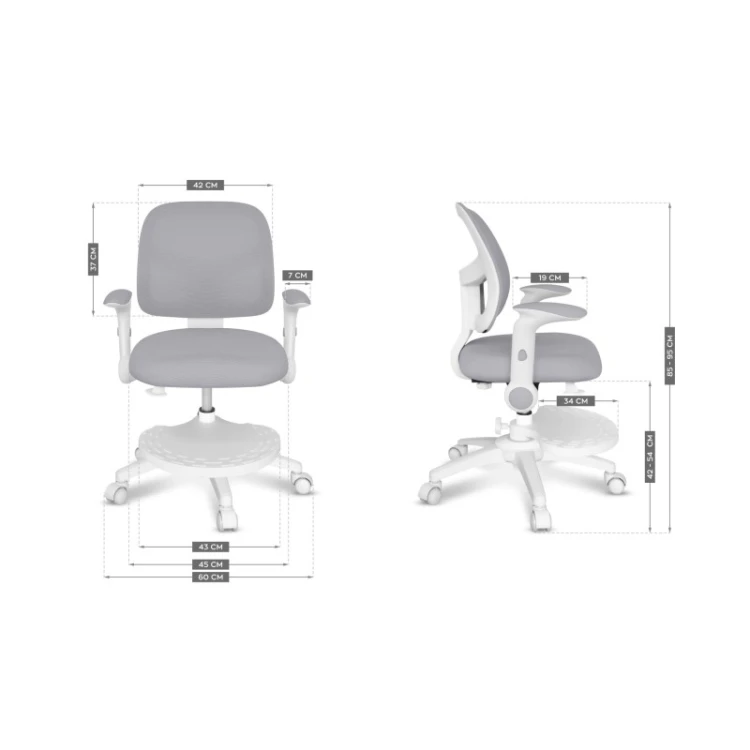 Fotel obrotowy dla dziecka Junior 5.0 Grey
