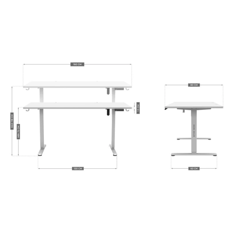 Biurko elektryczne Leader 7.6 White 160 cm