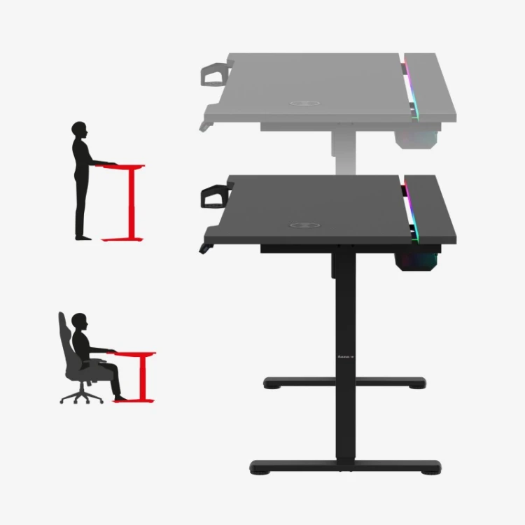Biurko gamingowe elektryczne Hero 8.7 RGB Black 140 cm