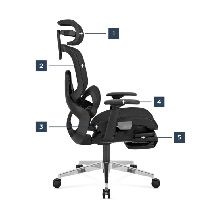 Fotel ergonomiczny z podnóżkiem Expert 9.3 Black