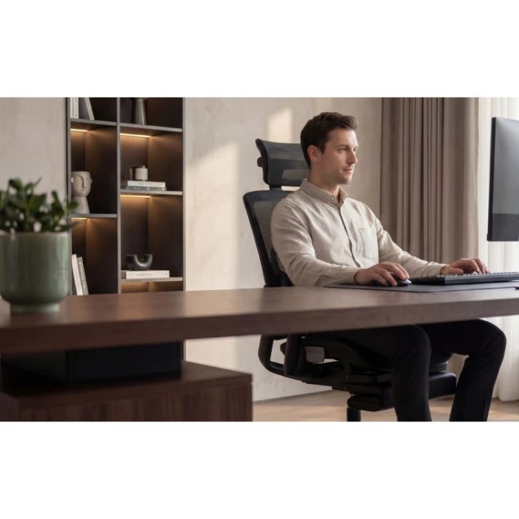 Fotel ergonomiczny z podnóżkiem Expert 9.3 Black