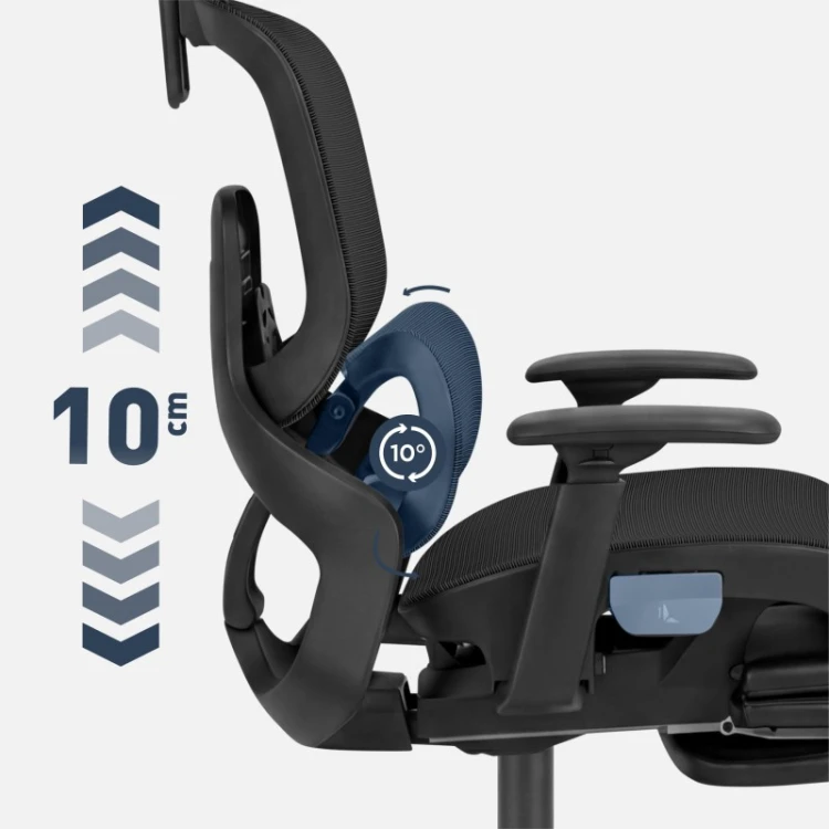 Fotel ergonomiczny z podnóżkiem Expert 9.3 Black