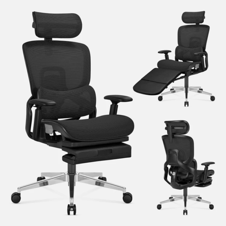Fotel ergonomiczny z podnóżkiem Expert 9.3 Black