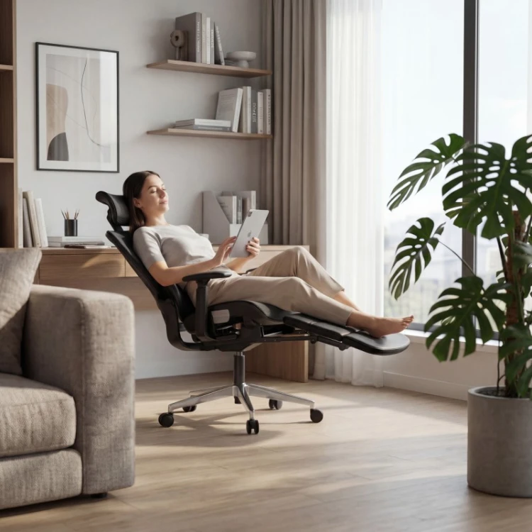 Fotel ergonomiczny z podnóżkiem Expert 9.3 Black