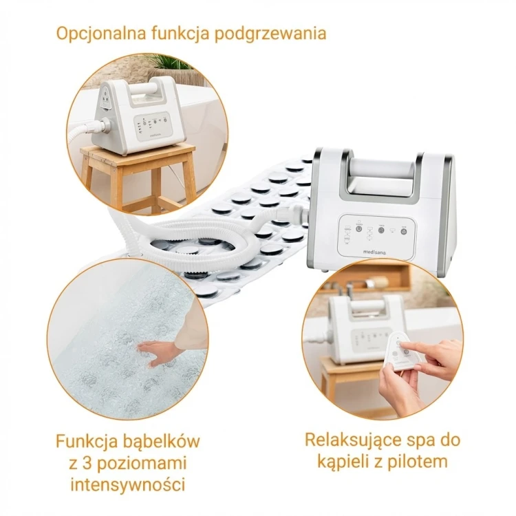 Mata do kąpieli Medisana Bath Spa New BBS 3  poziomy intensywności | hydromasaż | timer | 360 x 1200 mm