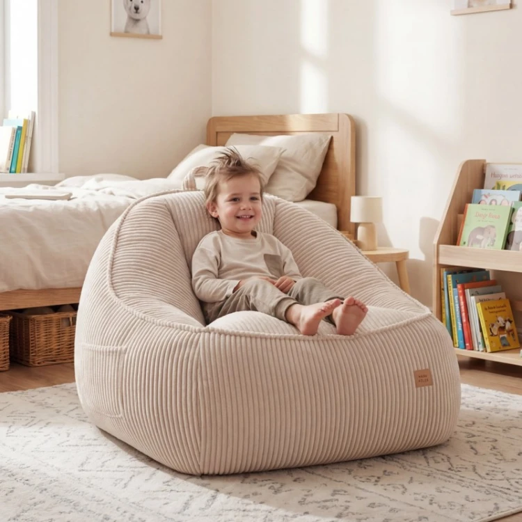 Fotel pufa z oparciem sztruksowa Comfy 4.0 Beige