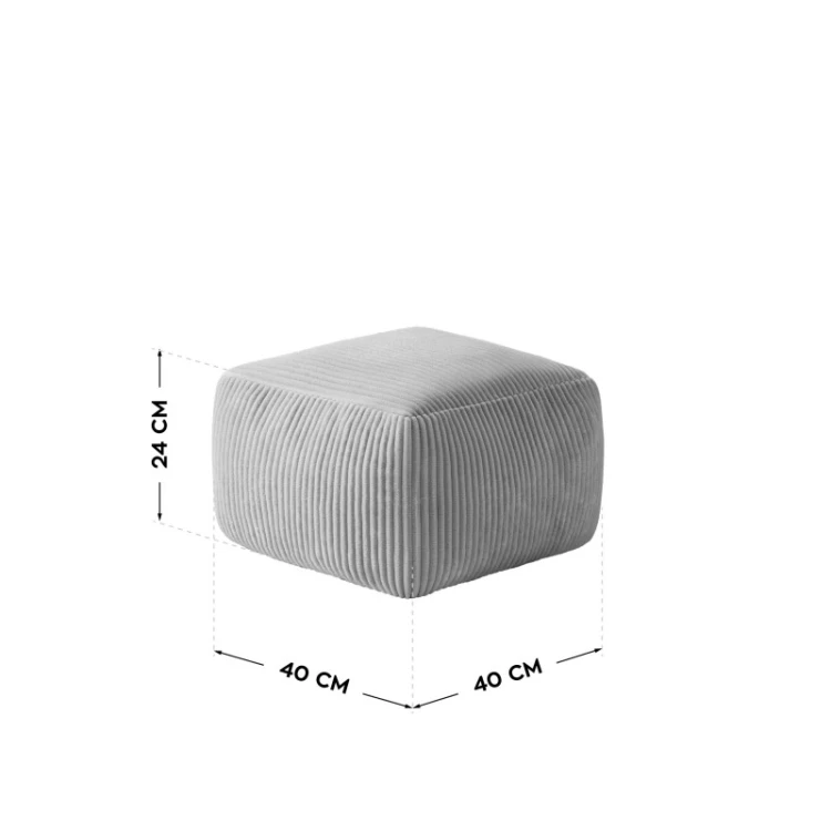 Fotel pufa sztruksowa z podnóżkiem Comfy 3.0 Grey