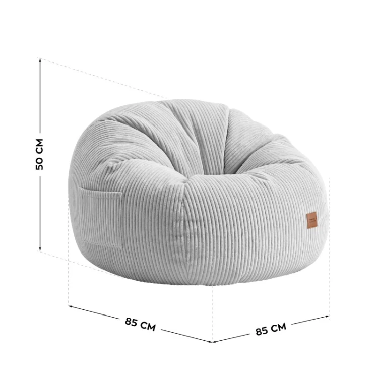 Fotel pufa sztruksowa z podnóżkiem Comfy 3.0 Grey
