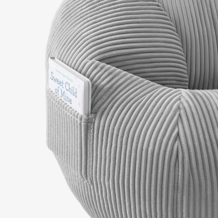 Fotel pufa sztruksowa z podnóżkiem Comfy 3.0 Grey