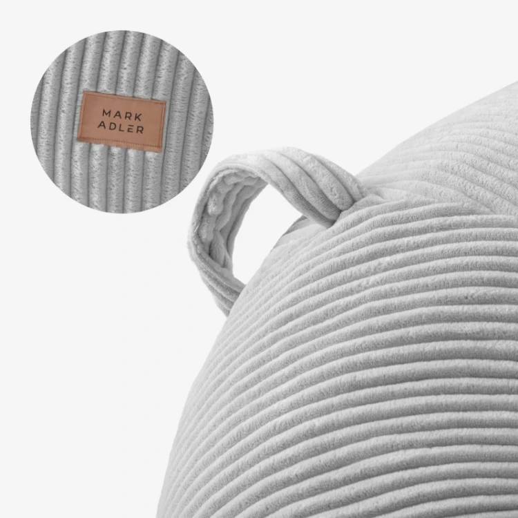Fotel pufa sztruksowa z podnóżkiem Comfy 3.0 Grey