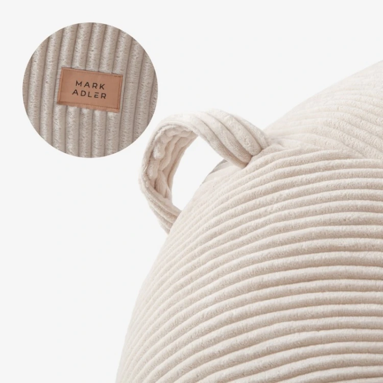 Fotel pufa sztruksowa z podnóżkiem Comfy 3.0 Beige