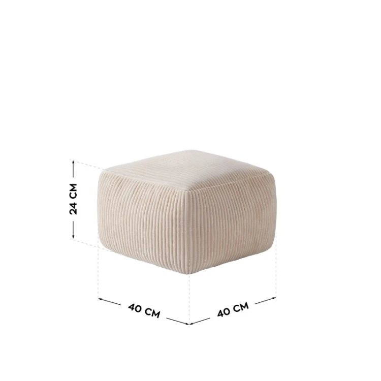 Fotel pufa sztruksowa z podnóżkiem Comfy 3.0 Beige