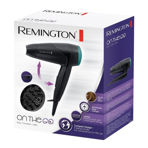 Suszarka do włosów REMINGTON Compact On The Go D1500 (2000W; kolor czarny)