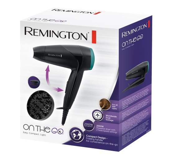 Suszarka do włosów REMINGTON Compact On The Go D1500 (2000W; kolor czarny)