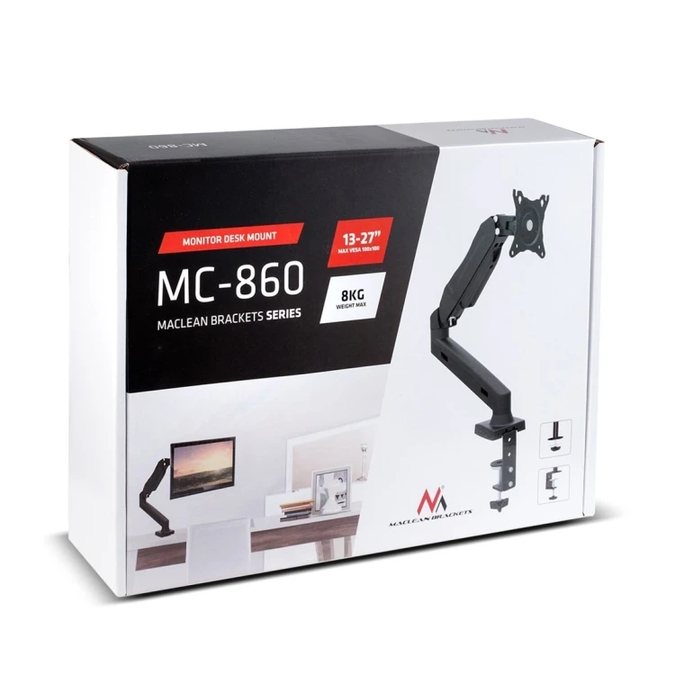 Uchwyt biurkowy do monitora Maclean MC-860 (biurkowy; 13" - 27"; max. 8kg)
