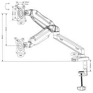 Uchwyt biurkowy do monitora Maclean MC-860 (biurkowy; 13" - 27"; max. 8kg)